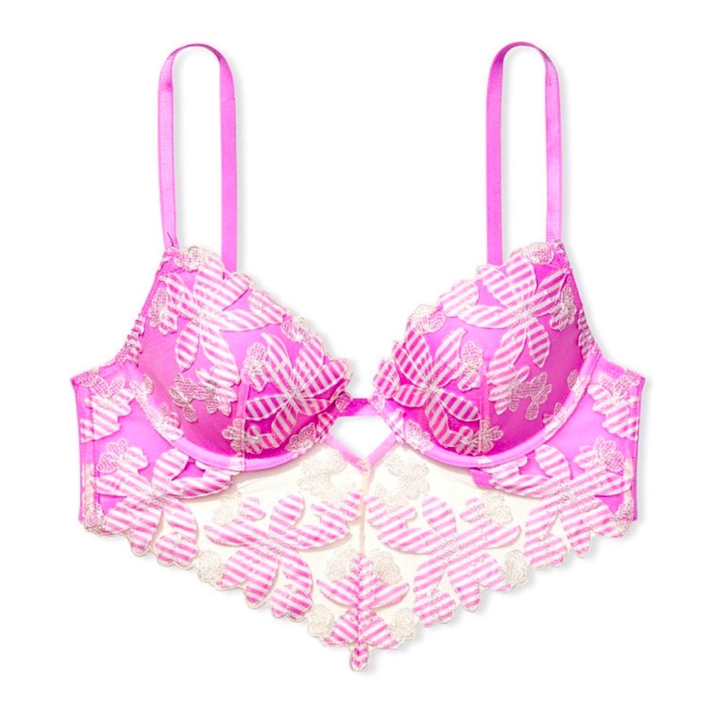 NWT Victoria's Secret Luxe Lined Demi Floral Embroidered Bra size 34D - Picture 1 of 8